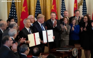 U.S. President Donald Trump and Chinese Vice Premier Liu signed Phase One of a bilateral trade agreement at the White House.