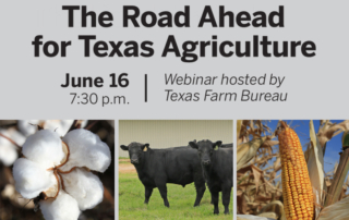 Texas Farm Bureau (TFB) will host a webinar to discuss the road ahead for Texas agriculture on Tuesday, June 16.