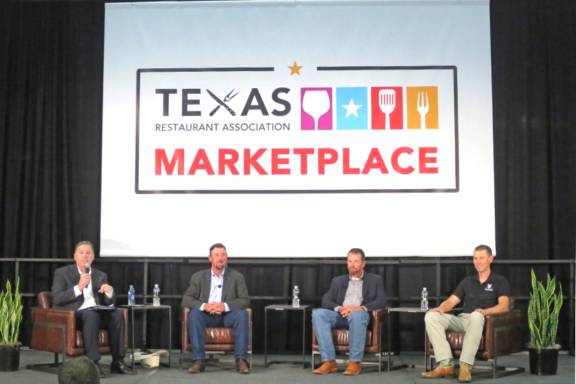 TFB Director of Communications Gary Joiner (left) moderates a panel on “The Dirt on What We Eat” with (left to right) TFB President Russell Boening, Texas A&M Beef Cattle Specialist Dr. Jason Cleere and dairy farmer David Volleman.