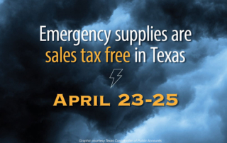 Texans can purchase certain items tax-free during the state’s sales tax holiday for emergency preparation supplies which is set for April 23-25.