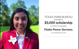 Texas Farm Bureau awarded Thalia Ponce-Serrano, a senior at Stamford High School, a $5,000 scholarship through FCCLA.