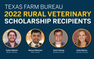 Texas Farm Bureau (TFB) awarded scholarships to four college students pursuing a Doctor of Veterinary Medicine (DVM) degree.