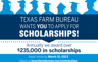 Texas Farm Bureau scholarship applications are now open for high school seniors and enrolled college students.