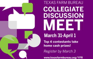 Collegiate Discussion Meet set for March 31-April 1, Grapevine Texas Farm Bureau will once again offer college students an opportunity to develop problem-solving skills through the Collegiate Discussion Meet.