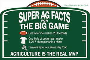 Agriculture is the MVP of the biggest football game in America. Check out these super ag facts on Texas Table Top.