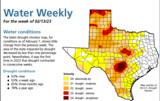 Drought conditions continue, precipitation needed Dry conditions have continued into 2023. Some parts of Texas have received precipitation this year, but more moisture is still needed.