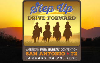 AFBF Convention set for January in San Antonio The American Farm Bureau Convention is set for Jan. 24-29 in San Antonio. The event will offer unique insights on the policies and perspectives that will affect farms, ranches and agribusinesses in 2025 and beyond.