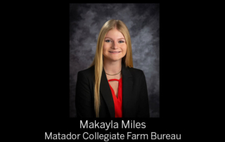 Miles strives to impact the future of agriculture Growing up in the small farming and ranching community of Goldthwaite, Texas, Makayla Miles always felt a deep connection to agriculture.