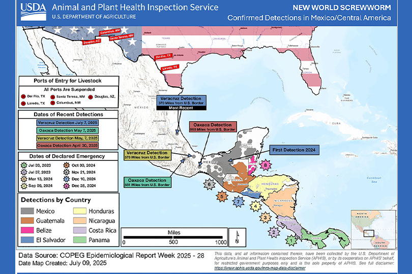 USDA once again closes border to Mexican cattle imports The U.S. is once again closing the southern border to livestock trade with Mexico, effective immediately, after reports that New World screwworm has resumed its northward spread.