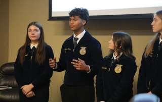 TFB helps FFA chapters prepare for Ag Issues contest Eight FFA chapters presented their Agricultural Issues Forum presentations to Texas Farm Bureau staff to prepare for area and state Leadership Development Events competitions.