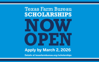 Texas Farm Bureau 2026 scholarship applications are open Texas Farm Bureau scholarship applications are open for high school seniors and enrolled college students. Applications are due March 2.