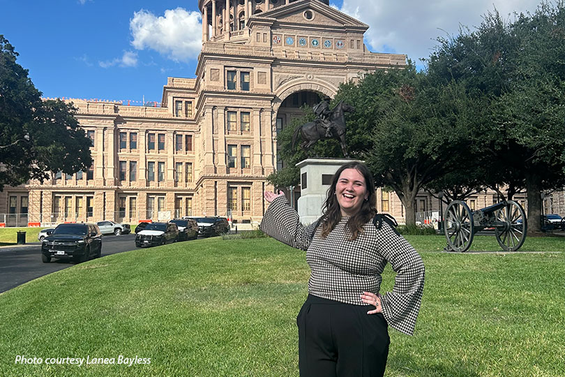 Collegiate Farm Bureau helps shape Bearkat student’s path in agriculture Although Bearkat Collegiate Farm Bureau President Lanea Bayless didn’t grow up on a farm or ranch, agriculture has become the focus of her education, leadership experience and future goals.