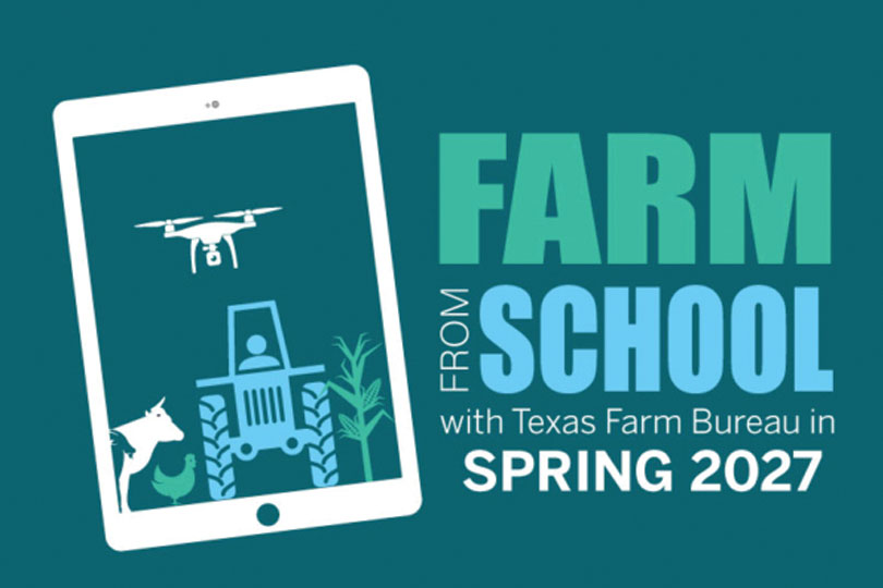 Farm From School spring registration open to K-5, 6-12 classrooms In the spring, Texas students can once again visit farms and ranches from their classrooms through Texas Farm Bureau's (TFB) Farm From School program.